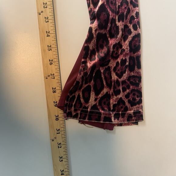 Akira Pants Women Small Velvet Flare Leopard Print Pull-on Stretch Purple Velour - Picture 9 of 9